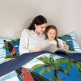 thumbnail image 4 of Castle Fairy Cartoon Tropical Surf Board Twin Comforter Sets 2pcs,Palm Boat Wave Striped Background Bedding Set,Blue Sand,Navy Blue Reversible,1 Comforter and 1 Pillowcase, 4 of 6