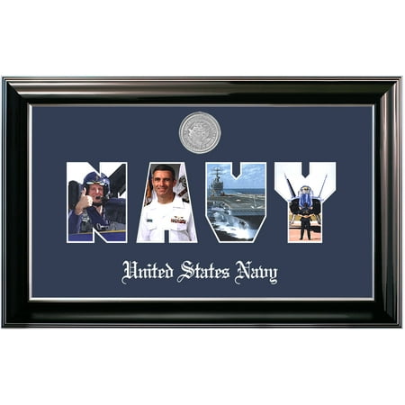 - Patriot Frame's Navy Collage Photo Classic Black Frame with Silver Medallion