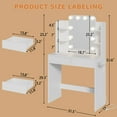 thumbnail image 5 of Akaber Makeup Vanity with Mirror and LED Lights, 3 Color Lighting, Power Outlet, Small Vanity Desk with 2 Drawers, 6 Shelves, Dressing Table for Small Spaces, 5 of 9