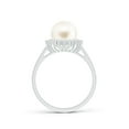 thumbnail image 2 of ANGARA Freshwater Cultured Pearl Ring with Floral Halo in 14K White Gold for Women | June Birthstone, Birthday, Anniversary, Jewelry Gift for Women | Natural Pearl Ring, 2 of 8
