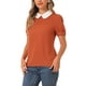 thumbnail image 4 of INSPIRAR CHIC Blusa de Mujer Vintage con Cuello Peter Pan y Mangas Cortas de Contraste XS Caramelo, 4 of 6