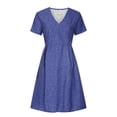 thumbnail image 4 of EQWLJWE Robes d'Été pour Femmes 2022 Mode Robe d'Été Décontractée Col en V Imprimé Floral Manches Courtes Robe Ample Invité de Mariage pour Femmes, 4 of 8