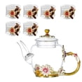 thumbnail image 3 of Bearachild Tetera de vidrio Francia Esmalte Rose Tetera de vidrio Hervidor de agua Esmalte resistente al calor Tetera de vidrio con colador 6 tazas Juego de Teteras Bearachild HA019007-00, 3 of 6