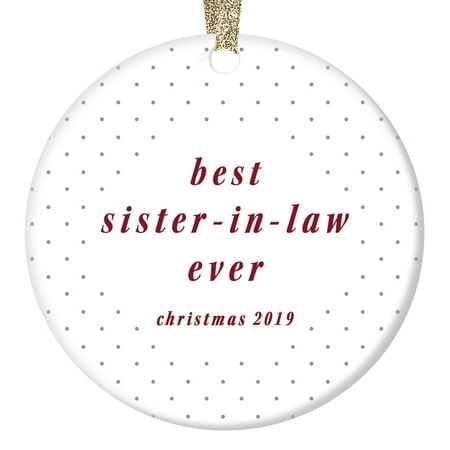 Cool Ideas For Christmas Trees Best Sister In Law Ornament Dated 2019 Christmas Gift Ideas Engagement Announcement Wedding Party Bridesmaid Family Friendship Keepsake Simple Polka Dots 3