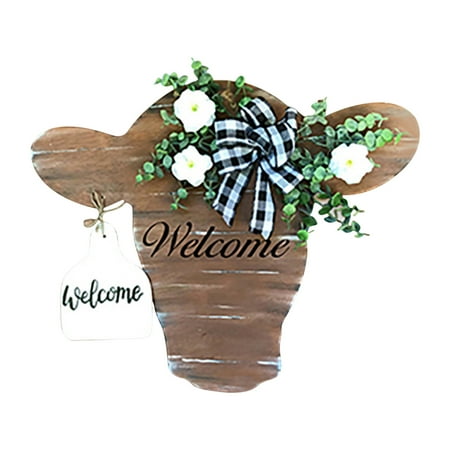 

Home Decor Clearance Room Decor Cow Head Door Hanger with Ear，Welcome To The House Pendant
