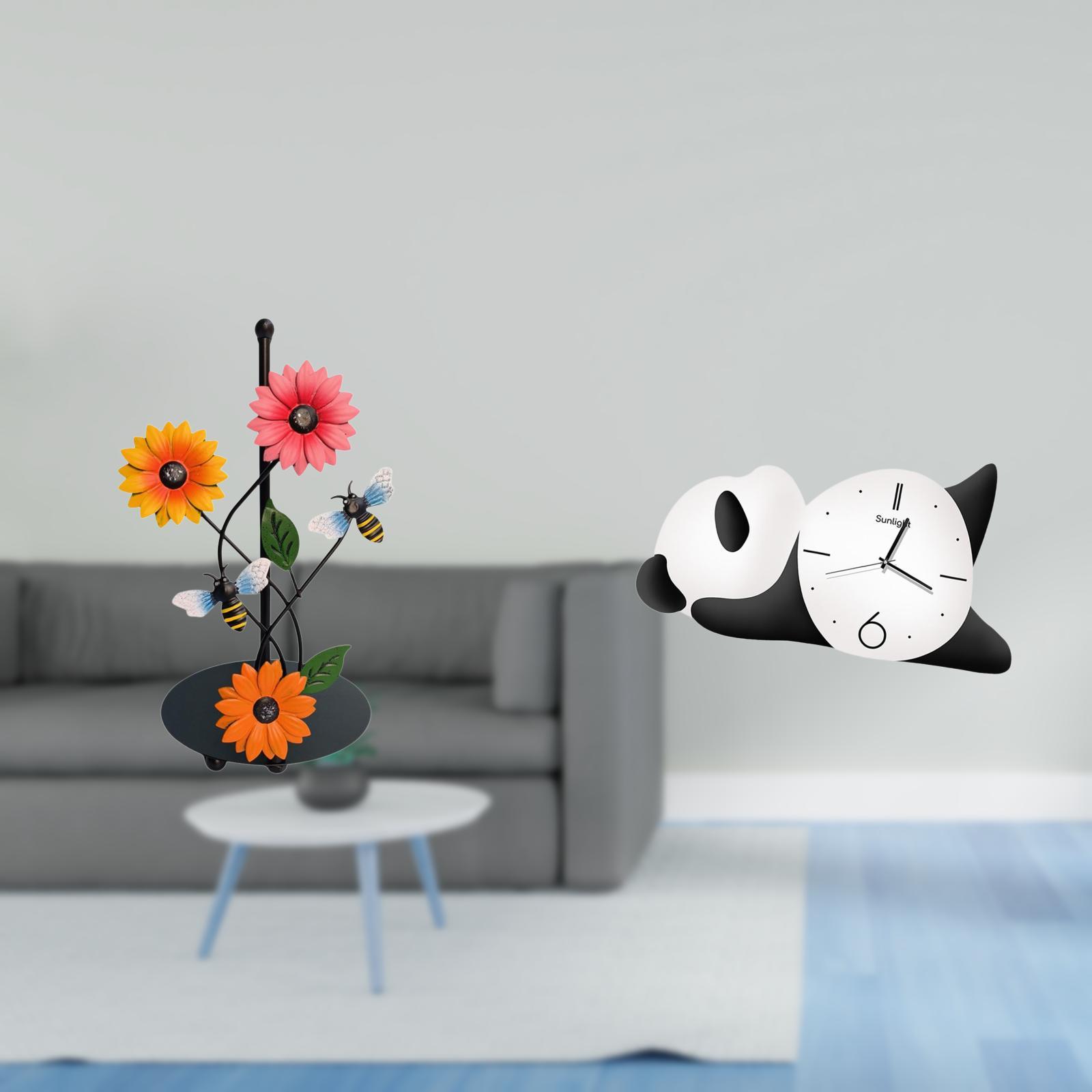 Fiocias Toilet Paper Holder Iron Weighted Base Paper Towel Holder Countertop Kitchen Roll Holder Standing Panda Wall Clock Glass Hanging Hole Suitable for Kit