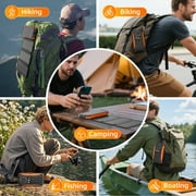 SOLPOWBEN 20000mAh Solar Power Bank With 4 Solar Panels,Portable Charger with Built-in 3 Cables and 22.5W Fast Charging,Phone Charger Compatible with iPhone/Android-Camping/Travel Essentials(Orange)