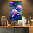 thumbnail image 1 of Blue Lotus Oil Painting - Floral Art Canvas Print, 1 of 3