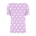 thumbnail image 4 of Womens Tops Plus Size Short Sleeve Square Neck Polka Dot Printing Casual Loose T-shirt Purple XL, 4 of 6