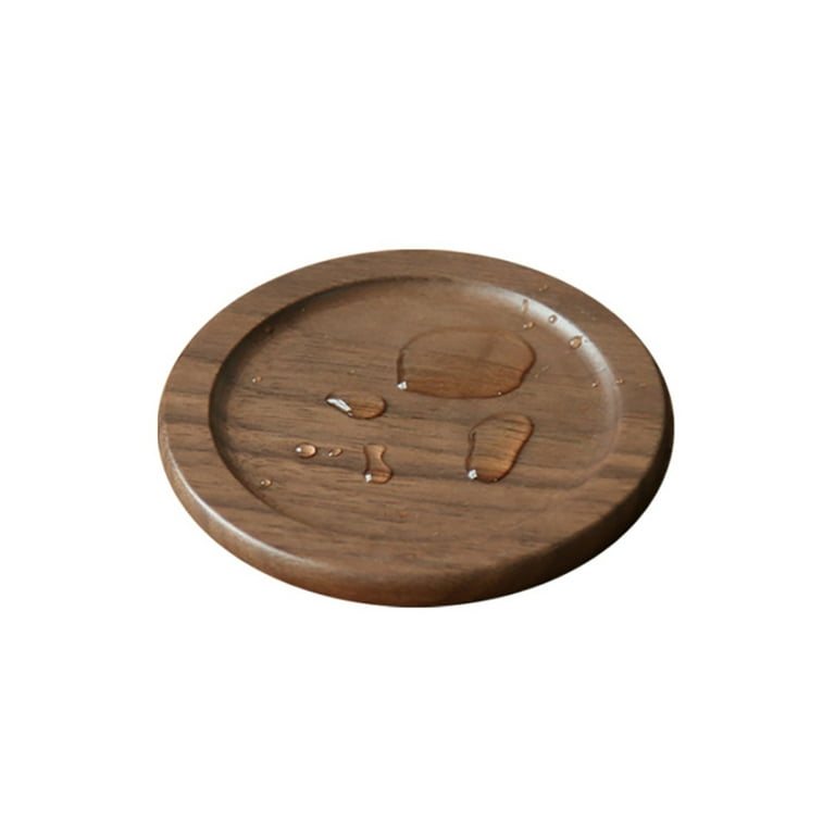 Wooden Coasters for Drinks - Walnut Dark Wood Coaster for Drinking