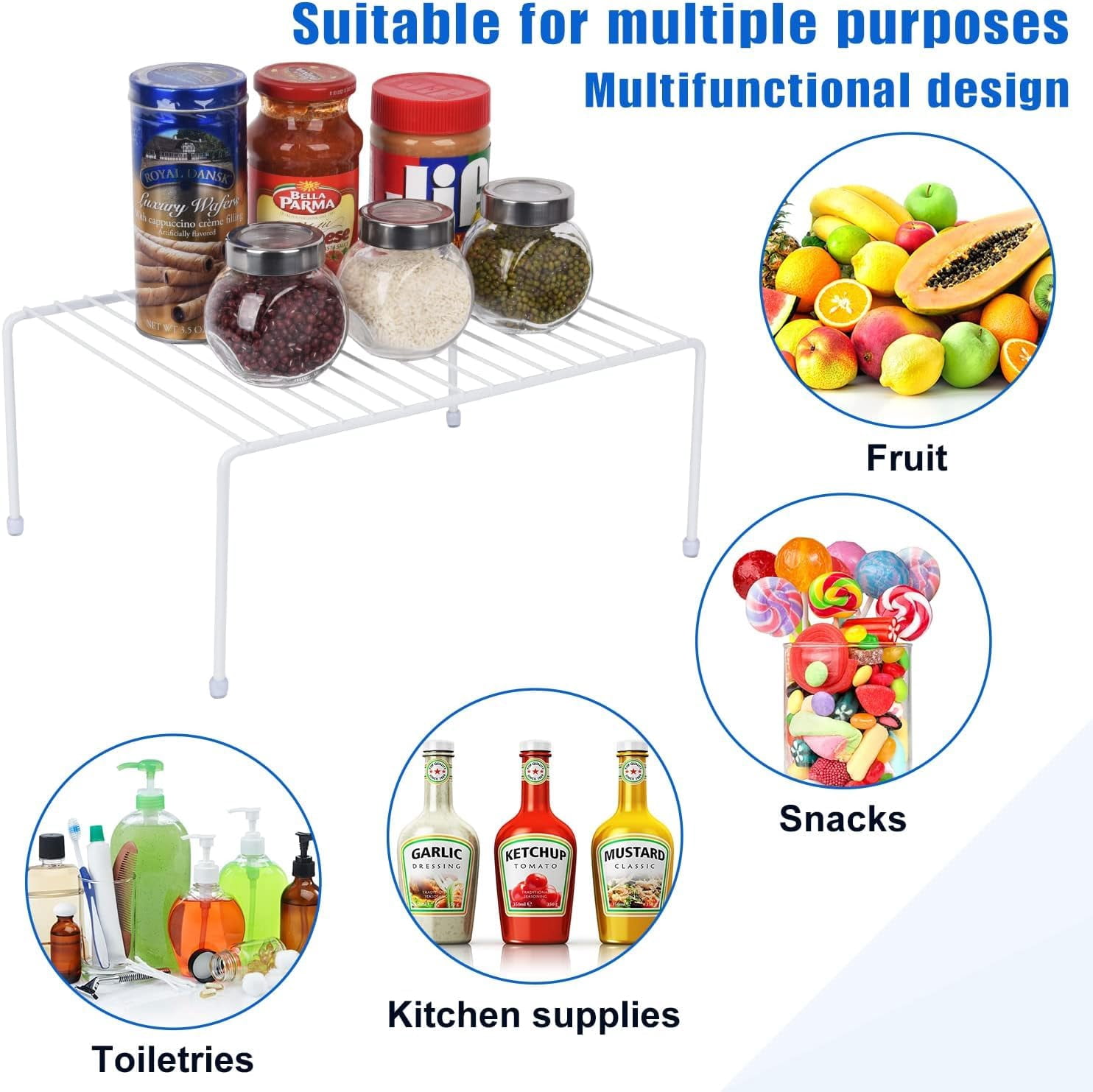 Medium (13.1 X 10.2 Inch) Cabinet Storage Shelf Rack  Shelves Kitchen Counter And Organizer For Fridge Bathroom Cupboard& Pantry (6 White)