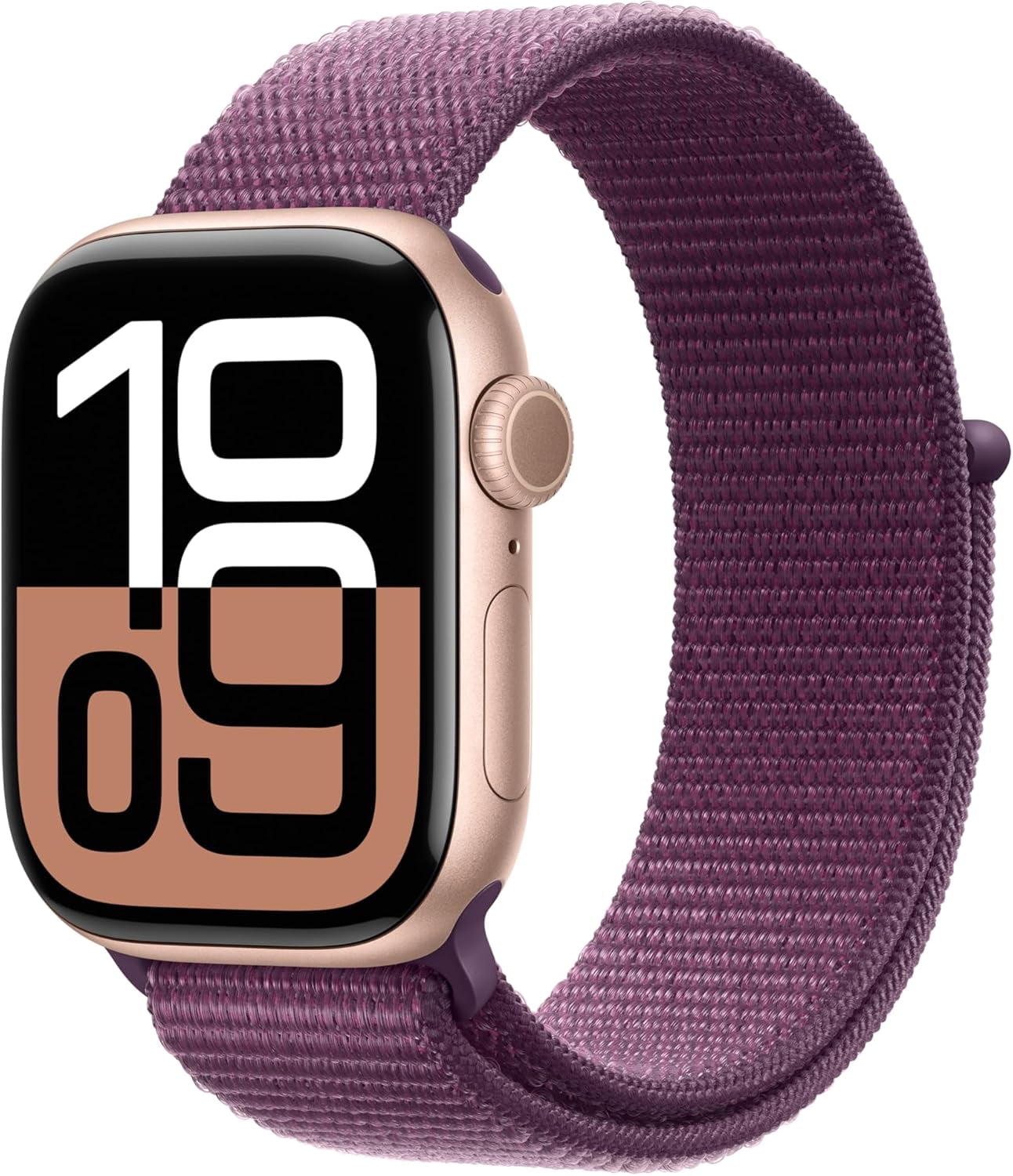 Pre-Owned Apple Watch Series 10 GPS + Cellular 42mm Aluminum Case with Plum Sport Loop - Rose Gold (Good)