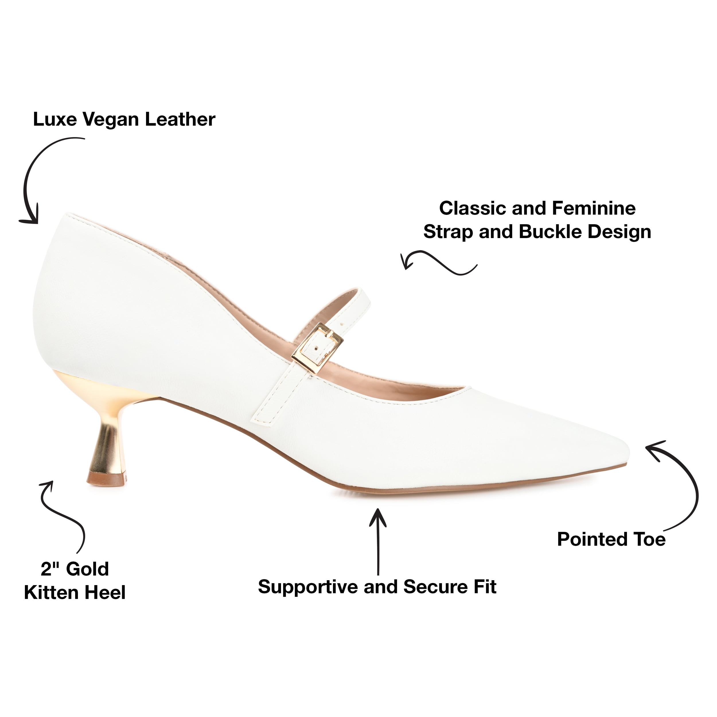 Journee Womens Manza Kitten Heel Mary Jane Pointed Toe Pumps, Widths Available