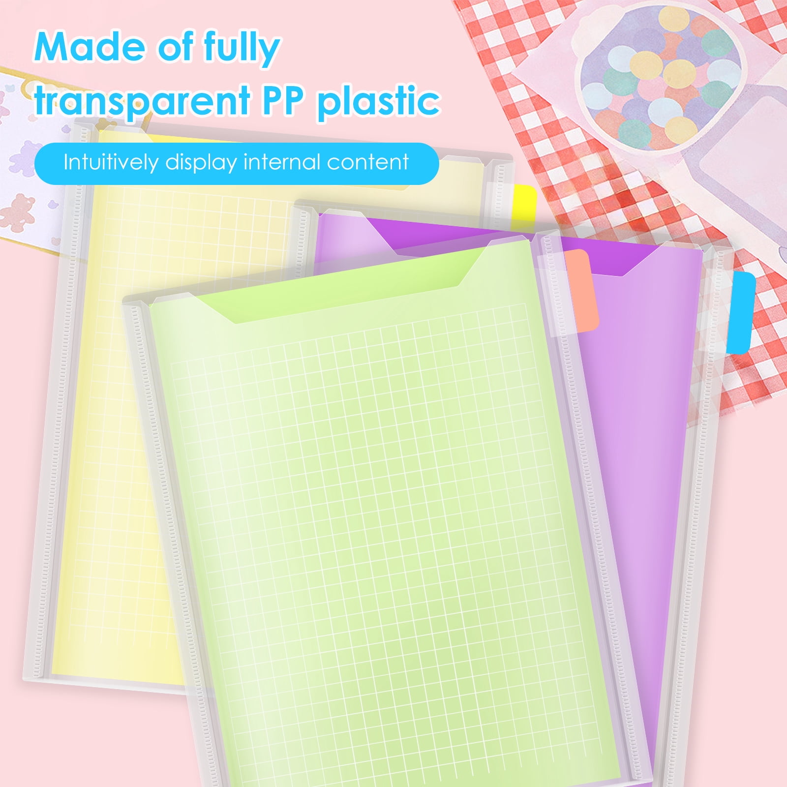 72PCS 9.06x12.09in Scrapbook Paper Storage Organizer, Cardstock Paper Holder with 120 PCS Sticky Index Tab, Clear Top Loading File Folder, Plastic Craft Storage Organizer for Vinyl Papers, Photos