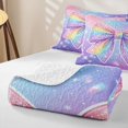 thumbnail image 4 of spefrowx Sparkly Rainbow Bow Twin Quilt Set for Teens, Dreamy Glitter Star Print Twin Coverlet Set, 2-Piece, 4 of 7