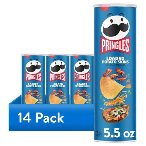 (14 pack) Pringles Loaded Potato Skins Potato Crisps Chips, Lunch Snacks, 5.5 oz Canister