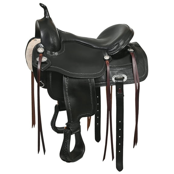 15 In HILASON Western Horse Saddle American Leather Flex Tree Trail & Pleasure Black