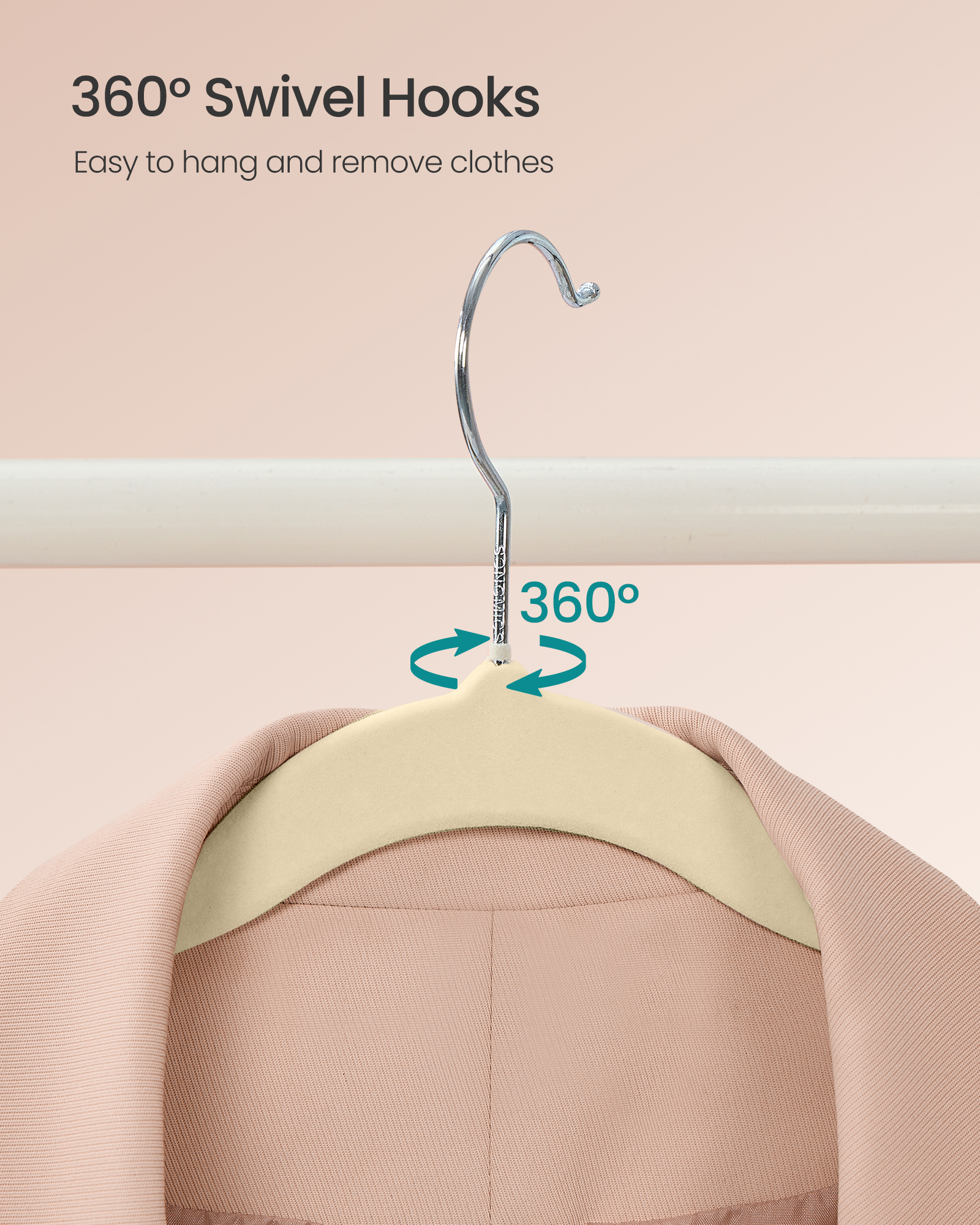 Velvet Hangers 100 Pack, Non-Slip Clothes Hangers with Silver-Colored Swivel Hooks, Slim Space-Saving for Closet, Heavy-Duty, Black
