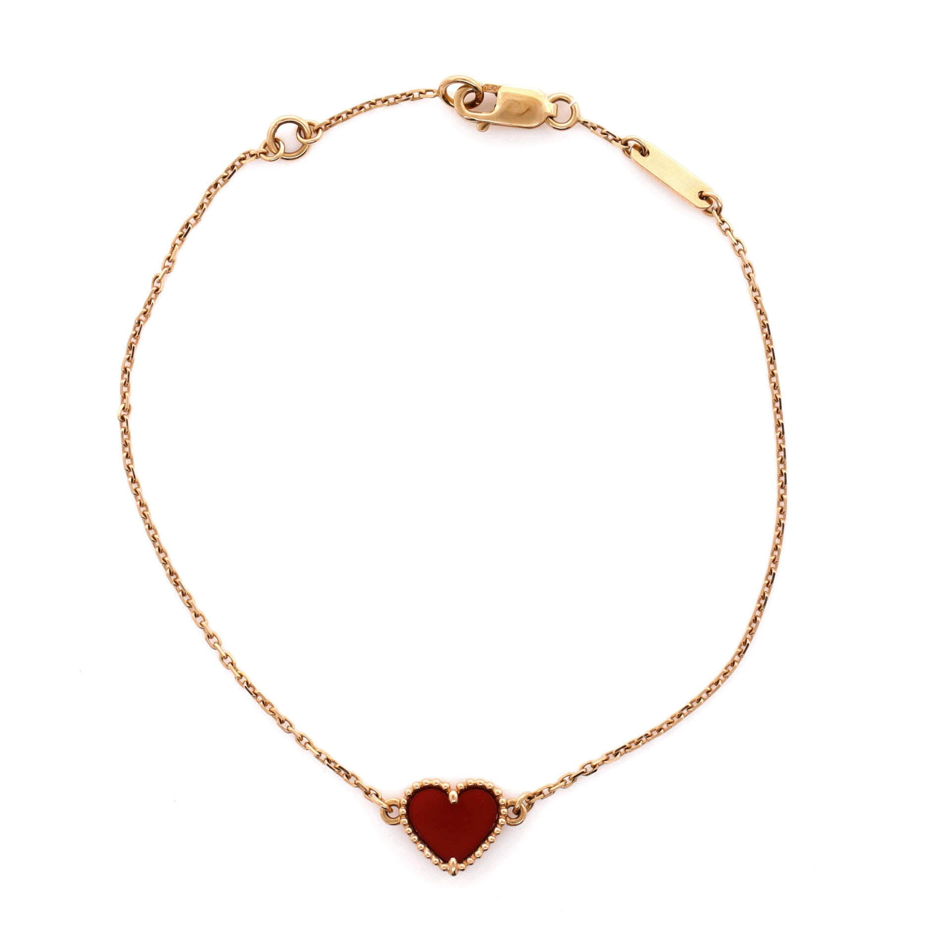 Pre-Owned Van Cleef & Arpels Sweet Alhambra Heart Bracelet 18K Yellow Gold and Carnelian By Rebag