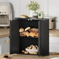 thumbnail image 6 of Corner Bread Box for Kitchen Counter Double Layer Bamboo Bread Storage Container Large Capacity Bread Storage Bin Farmhouse Breadbox Organizer (Black), 6 of 16