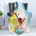 thumbnail image 4 of Youth Soft Flannel Fleece Throw Blanket, Abstract Composition with Happy Woman Silhouette Flying Birds Circles, Cozy Plush for Indoor and Outdoor Use, 50" x 70", Multicolor, by Ambesonne, 4 of 5