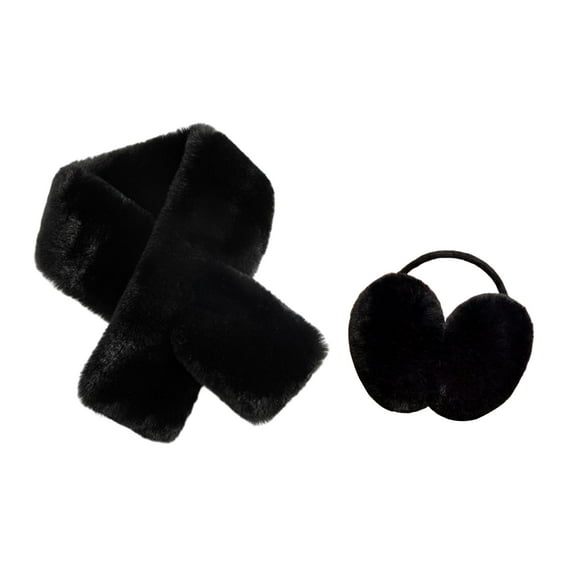 Kripyery Winter Warm Earmuffs with Scarf Super Soft Ultra-Thick Windproof Solid Color Outdoor Women Plush Earmuffs Ear Warmer