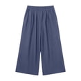 thumbnail image 3 of cocolona Womens Summer Casual Capri Pants Elastic Waist Straight Wide Leg Travel Beach Cropped Pants with Pockets, 3 of 5