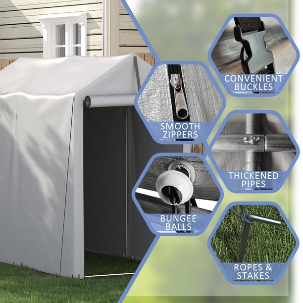 Homall Outdoor Canopy Storage Shed 3x6x5 ft, Silver, Portable