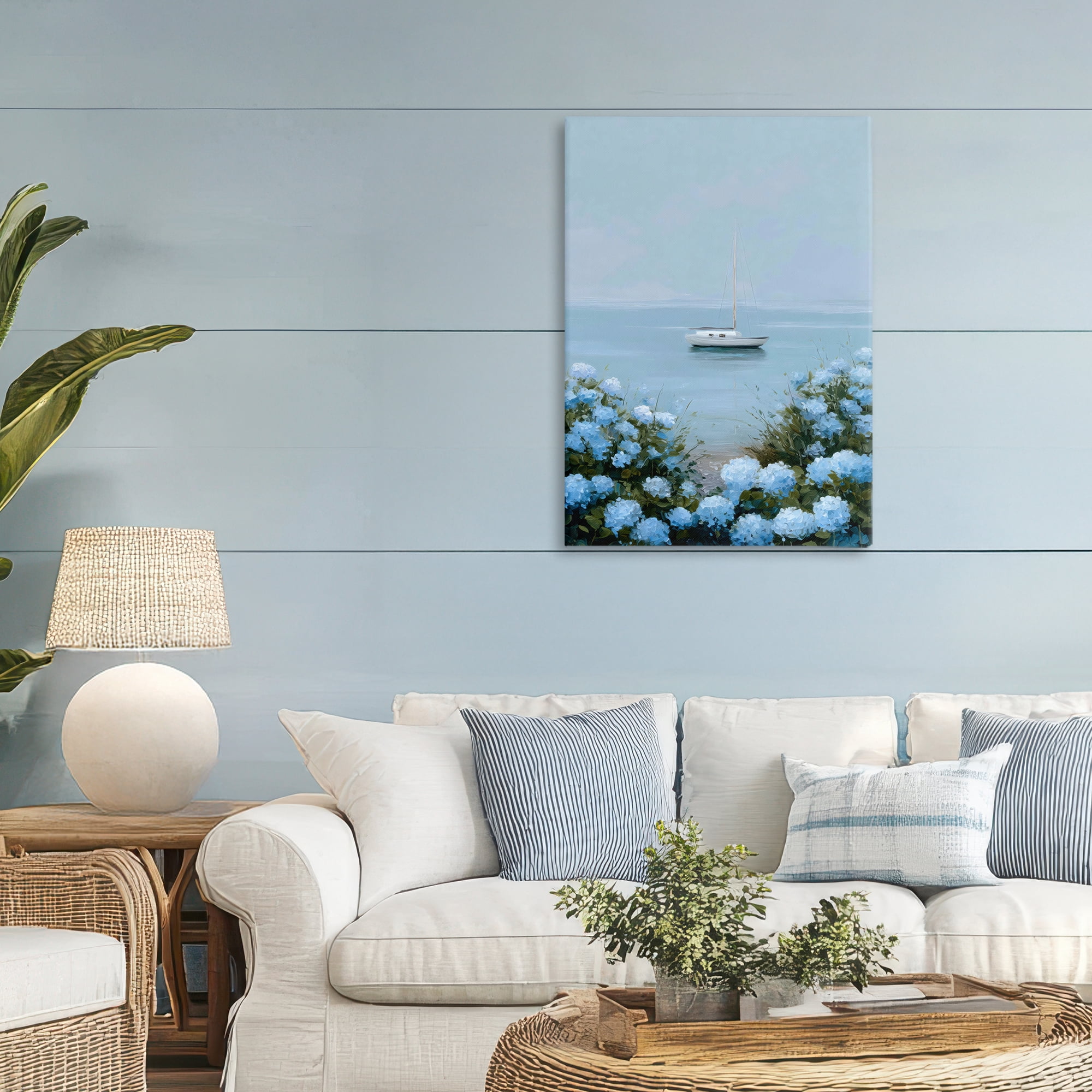 Stupell Industries Yacht in Floral Bay Canvas Wall Art, design by Petal Prints Design