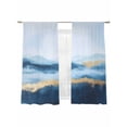 thumbnail image 7 of Navy Blue Sheer Curtains 63 Inch Length 2 Panels Set, Yellow Oil Painting Contemporary Voile Window Treatment Rod Pocket Curtains Sheers Drapes for Bedroom/Living Room/Kitchen 52x"63"x2, 7 of 7