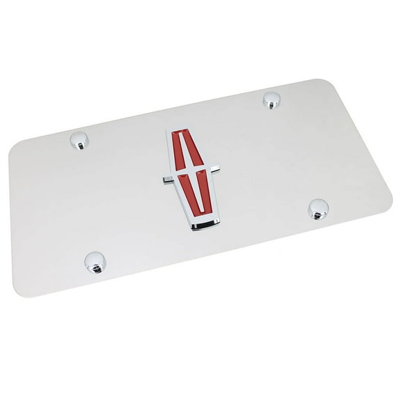 Lincoln Logo License Plate (Red on Chrome)