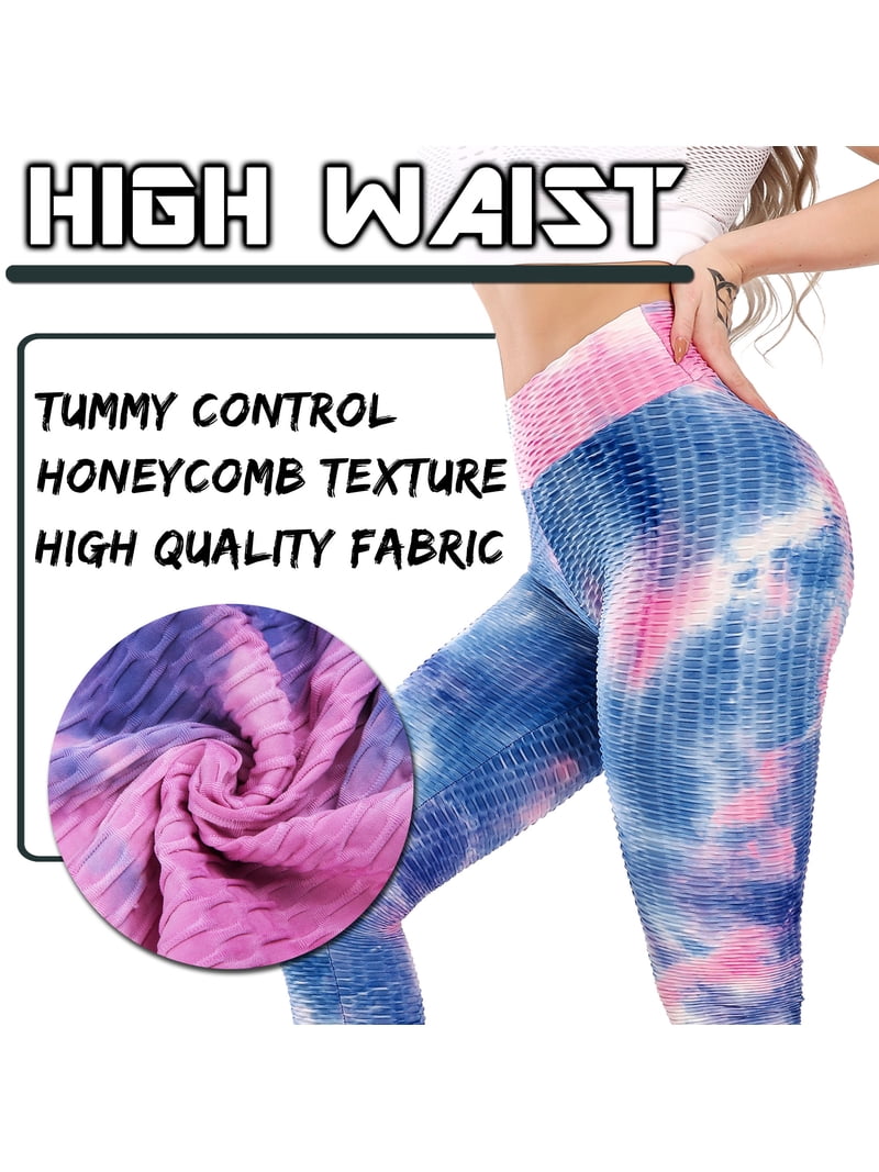 FITTOO Women Tie Dye Yoga Pants High Waist Ruched Butt Lift
