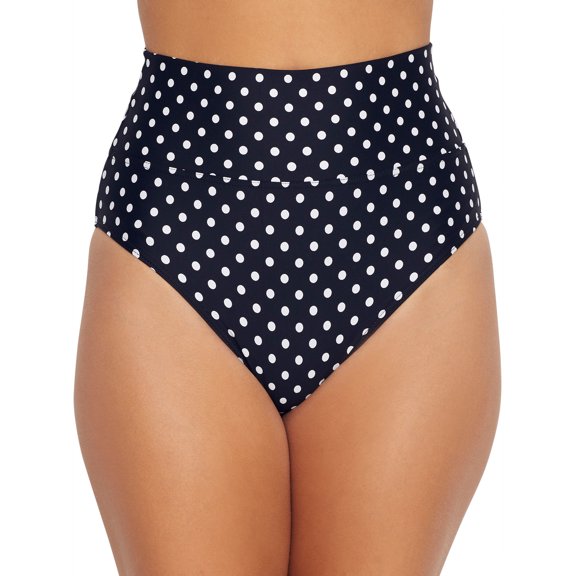 Printed Fold-Over High-Waist Bikini Bottom Swimsuit