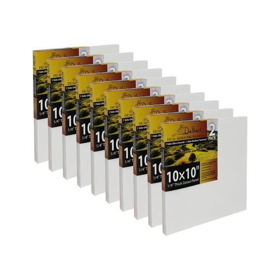 Jerry's Artarama Da Vinci Dual Sided Pro Panel Board - 20-Pack, 10x10" 6mm Deep Panels for Painting - Archival, Acid-Free Art Supplies - Ultra-Smooth & Medium Textured Paint Surfaces