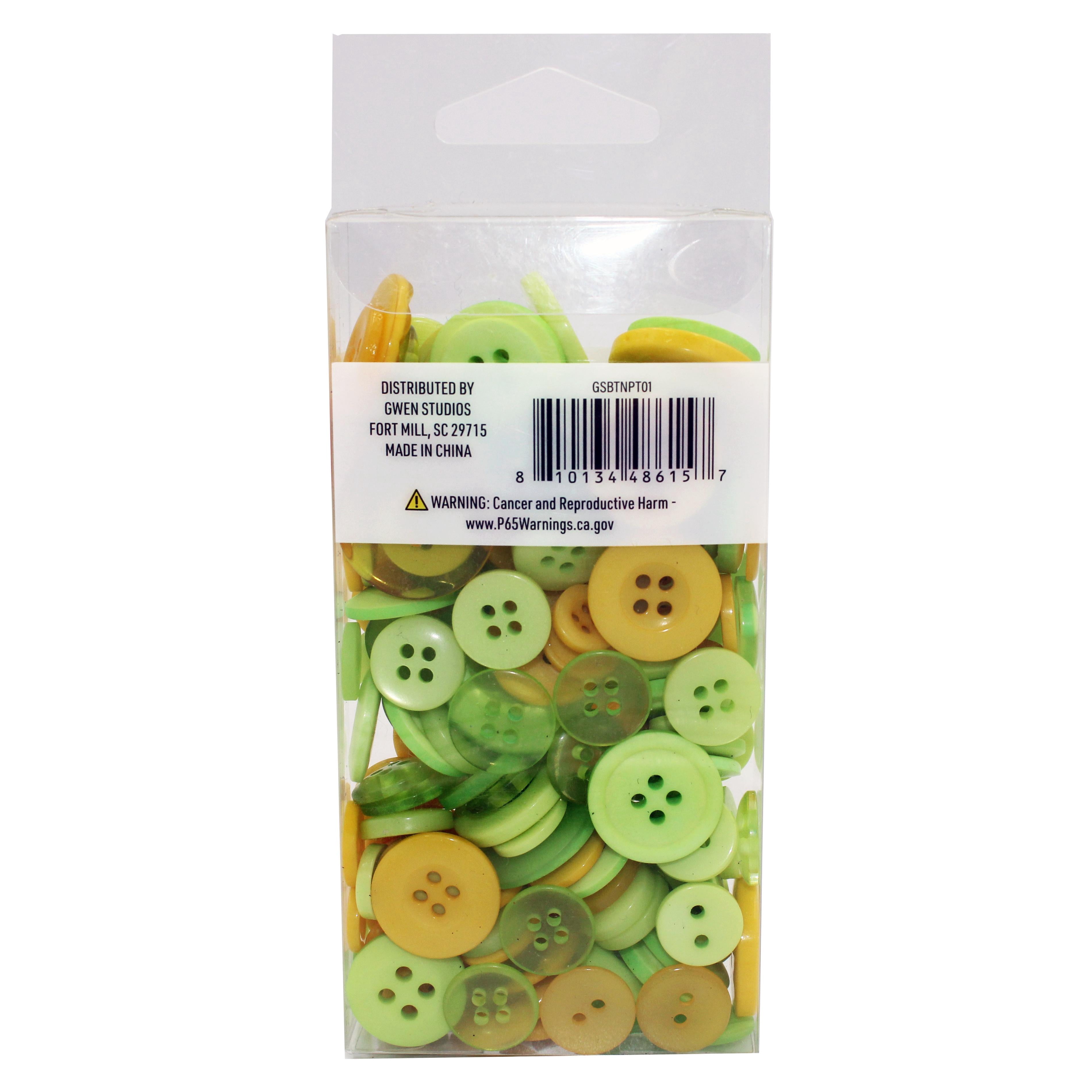 Gwen Studios Plastic Sewing Buttons Value Pack, 3.5 oz., Assorted Sizes, Green