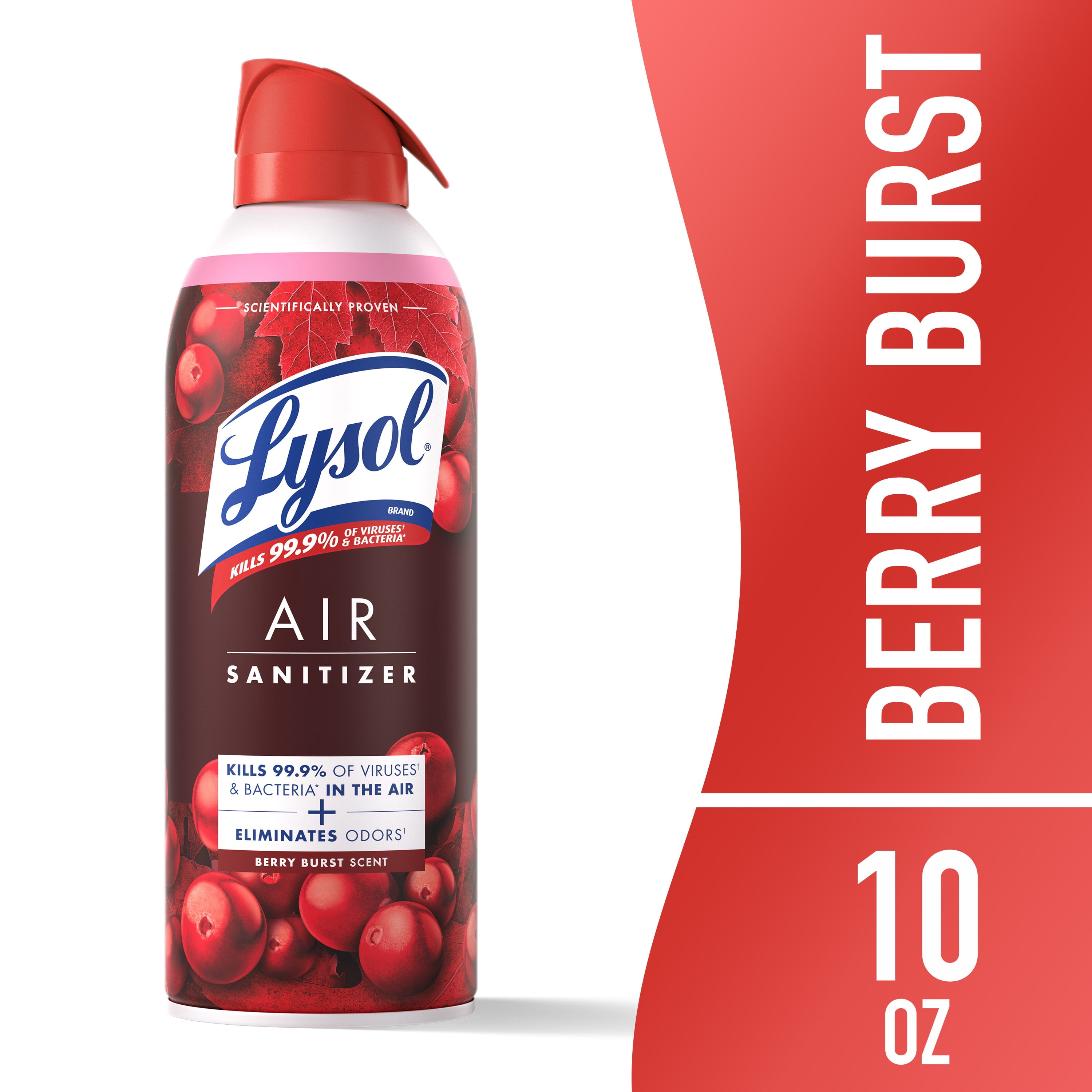 (3 pack) Lysol Air Sanitizer Spray for Air Sanitization and Bacterial Odor Elimination, Air Freshener Alternative, Berry Burst Scent, 10 oz