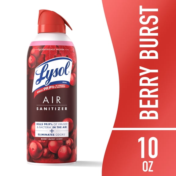 Lysol Air Sanitizer Spray for Air Sanitization and Bacterial Odor Elimination, Air Freshener Alternative, Berry Burst Scent, 10 oz