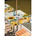 thumbnail image 2 of Outdoor Tablecloth with Umbrella Hole for Patio/Picnic/Party/Camping, Sunflowers Waterproof Table Cloth Square Cover Washable, Floral Green Leaves Bees Watercolor (60"x 60"), 2 of 8