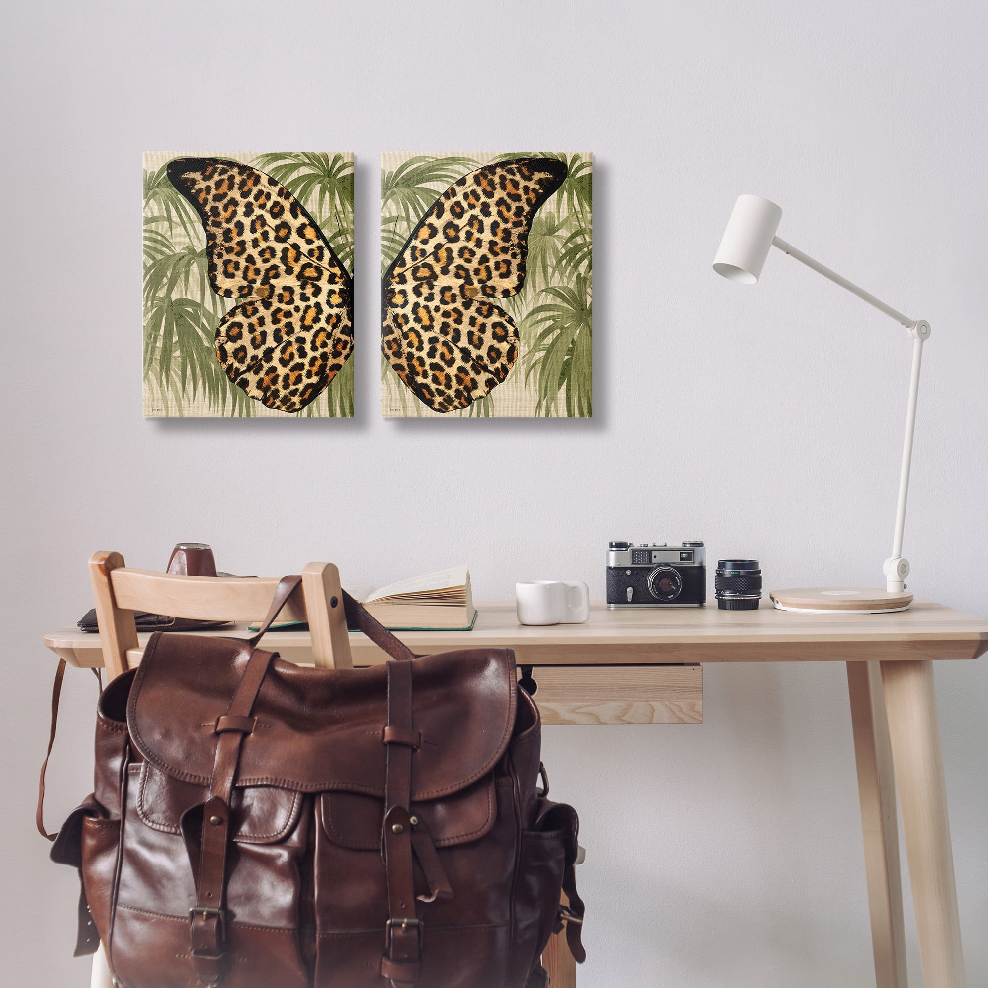 Stupell Industries Cheetah Butterfly Wings Animals & Insects Painting Gallery Wrapped Canvas Art Print Wall Art, 16 x 20, Set of 2