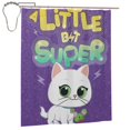 thumbnail image 2 of Cortina de ducha Superkitties con diseño de dibujos animados, con 12 ganchos, impermeable, lavable, de poliéster, para decoración del baño, 60 x 72 pulgadas, de hierro, 2 of 8