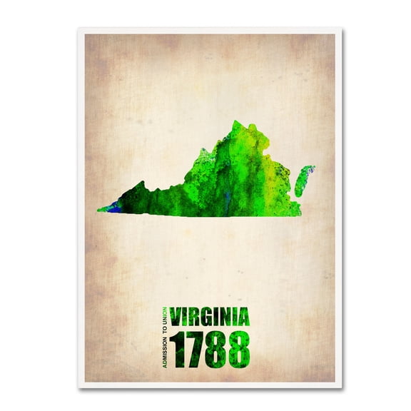 Trademark Fine Art "Virginia Watercolor Map" Canvas Art by Naxart