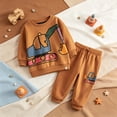 thumbnail image 5 of CAICJ98 Toddler Boy Clothes Long Sleeve Excavator Print Sweatshirt Pullover Tops + Pants 2Pcs Fall Winter Outfit (Orange,2-3 Years), 5 of 9