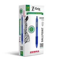 Zebra Z-Grip Recycled Retractable Ballpoint Pen Medium Point 1.0mm Blue Ink Dozen (20620)