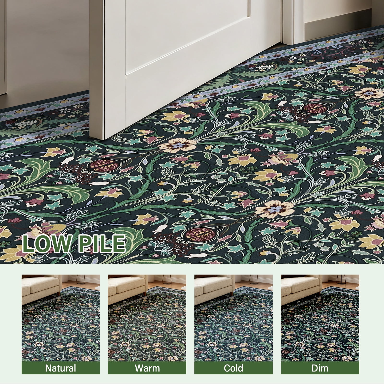 2x3 Indoor Entryway Rug, Small Washable Area Rug Non-Slip Floral Door Mat Entrance, Boho Low Pile Floor Carpet for Door, Entrance, Farmhouse,Bathroom, Bedroom, Kitchen