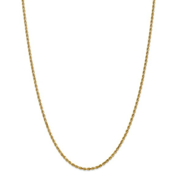 14K Yellow Gold necklace Rope chain Diamond-cut 16 in 2.25 mm