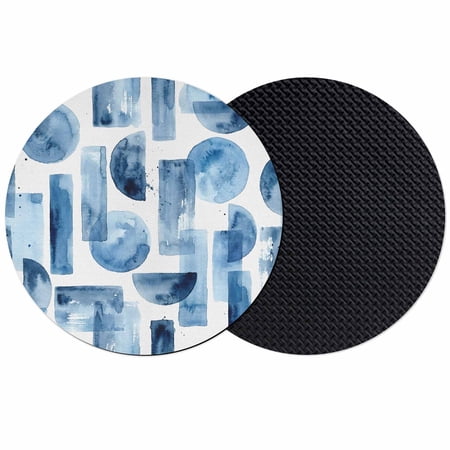 Blue Geometric Coasters Set of 2 Absorbent Coasters for Drinks Modern Abstract Watercolor Bohemia Coaster for Desk Coffee Table Protection Home Decor House Warming Gifts 4