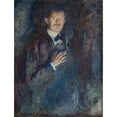 thumbnail image 2 of Edvard Munch 19x24 Black Ornate Framed Double Matted Museum Art Print Titled: Self-Portrait with Cigarette (1895), 2 of 5