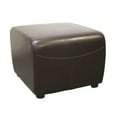 thumbnail image 3 of Baxton Studio Dark Brown Full Leather Ottoman with Rounded Sides, 3 of 6