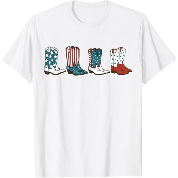 Fourth of July 4th of July Western Cowboy Boots Cowgirl T-Shirt TShirt