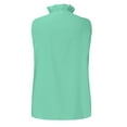 thumbnail image 5 of Funicet Women's Tank Tops Summer Sleeveless Casual Solid Color Ruffle Collar Long Ruffle Shirt Blouse V-Neck Tops Green 3XL, 5 of 5